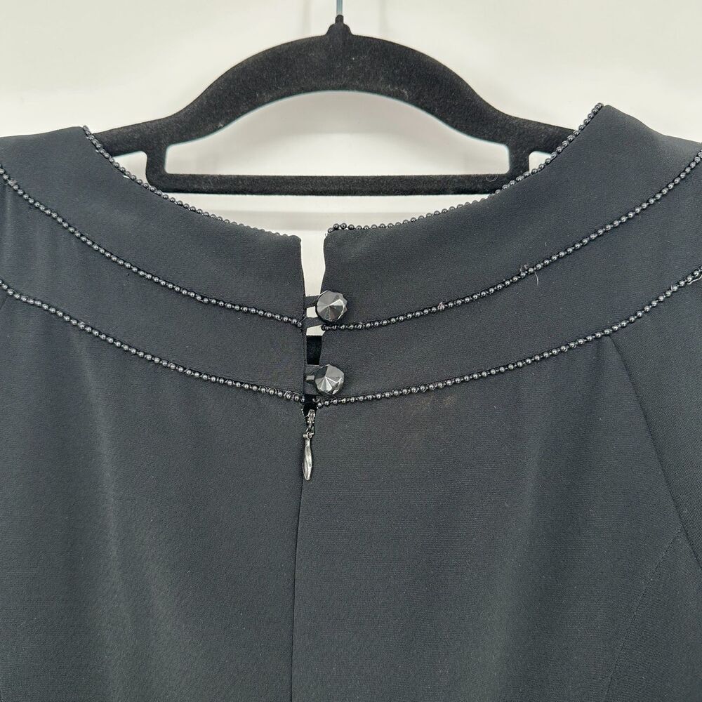 Vintage Cocktail Dress Nipon Boutique Womens Size 14 Black LBD Beaded Timeless - Picture 6 of 10